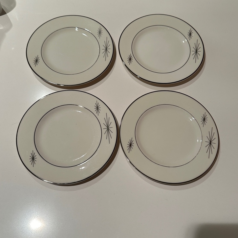 Syracuse China Polaris Made in America 6.25" Bread /Side plates Set 4 MCM Atomic